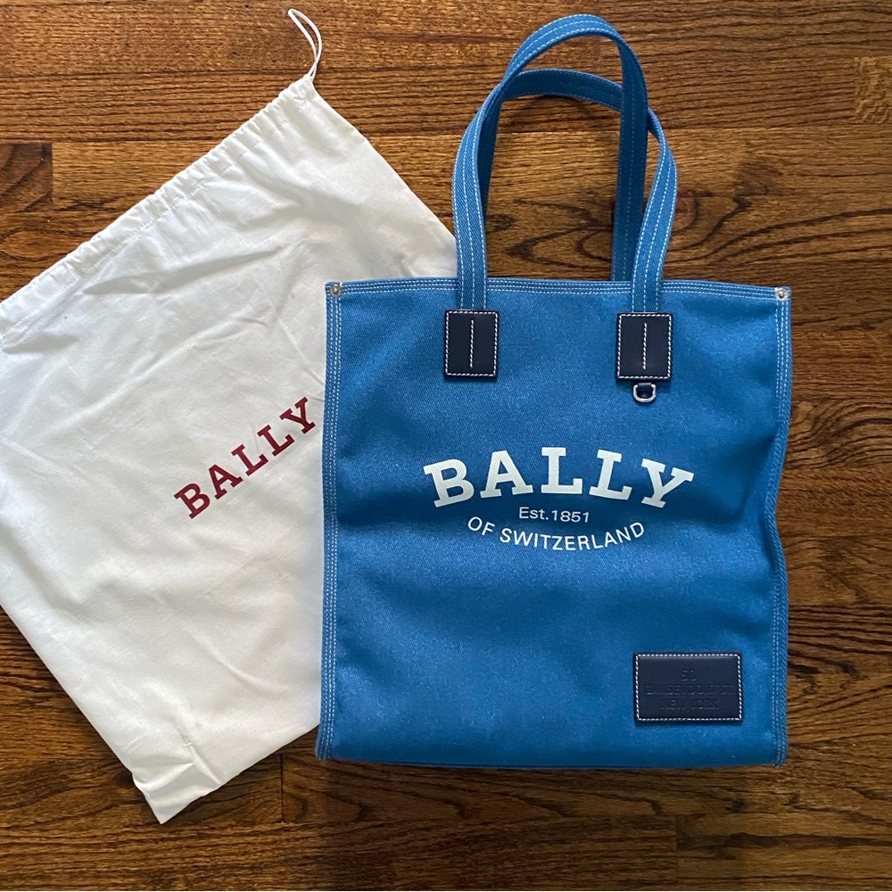 Bally Blue Canvas Tote Crystalia